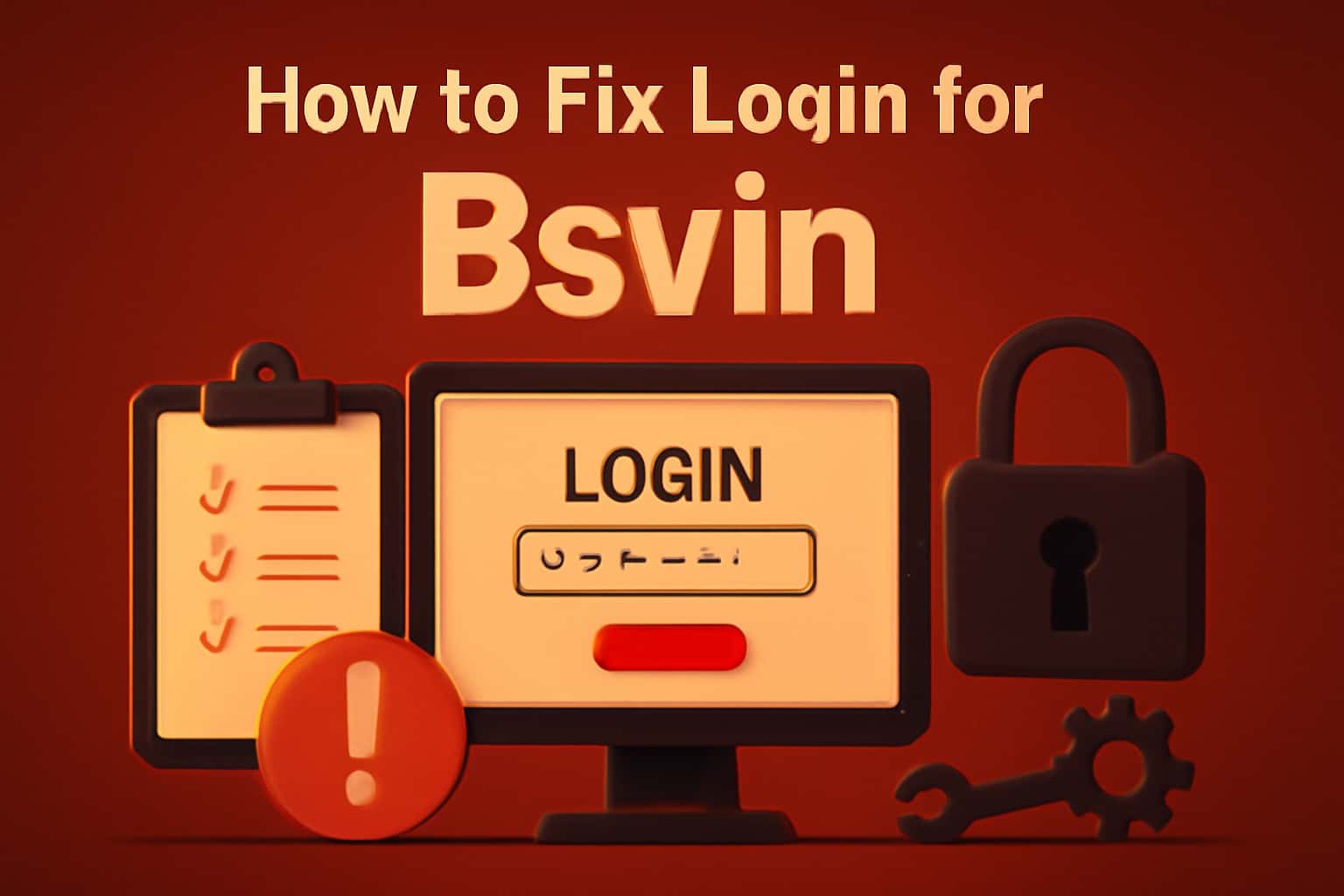 An informative scene illustrating how to fix login issues for Bsvin.