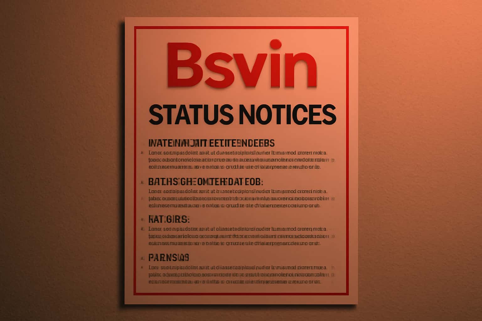 An informative representation of Bsvin Status Notices with a focus on platform updates.